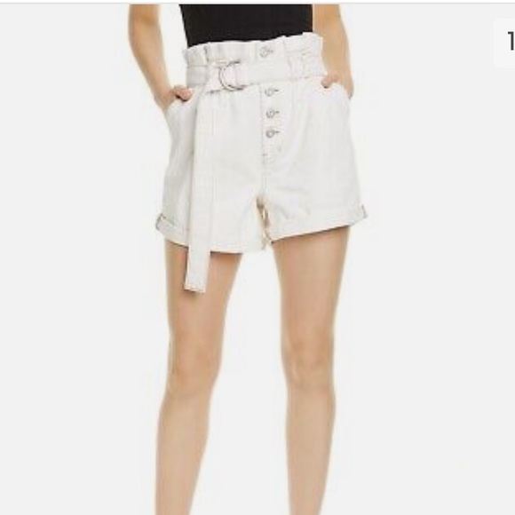 Free People High Rise Paper Bag Shorts with Belt - Picture 1 of 7